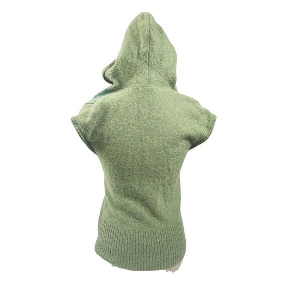 Free People Lace-Up Hoodie Vest Green Turquoise Embroidery Women S - Picture 2 of 12